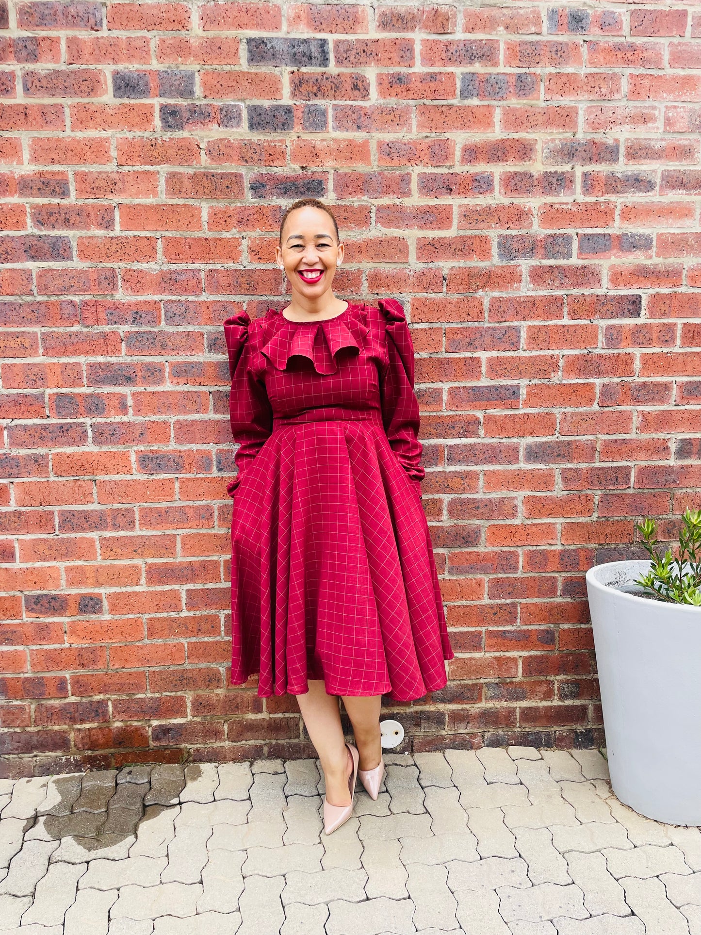 Lerato maroon dress long sleeve
