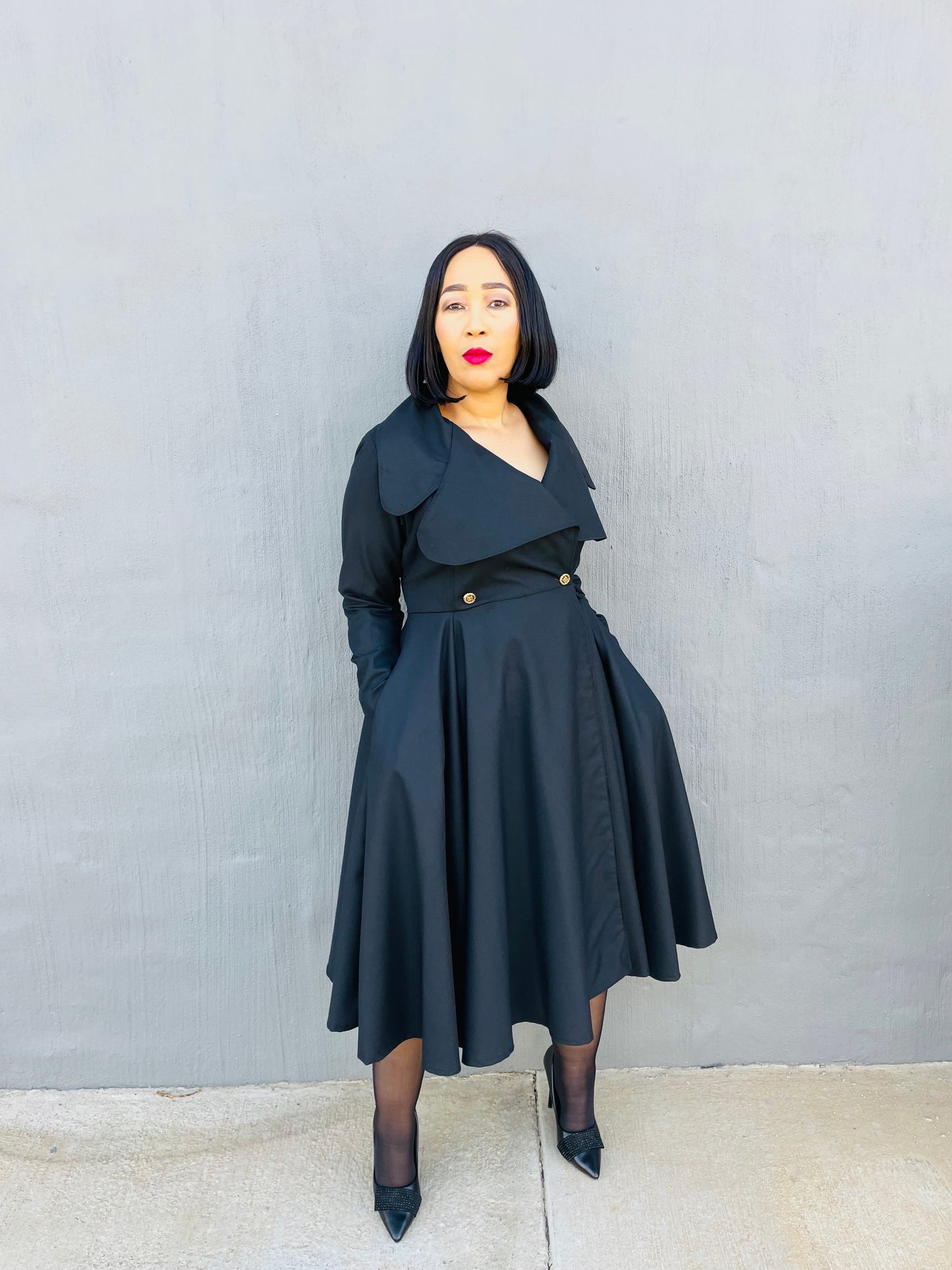 Motshepeng black coat dress