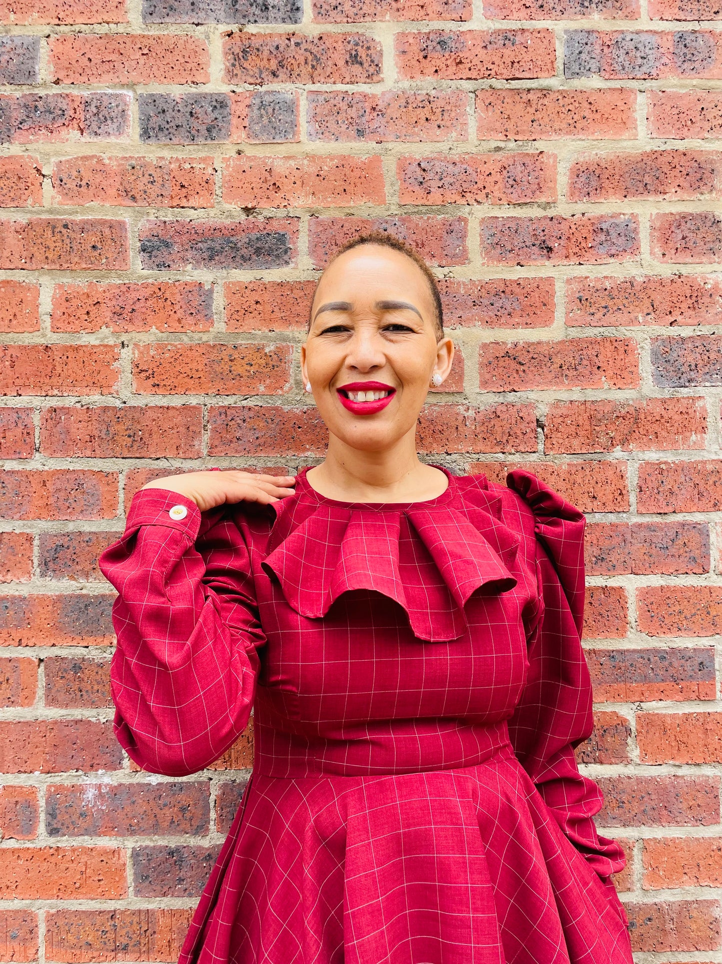 Lerato maroon dress long sleeve