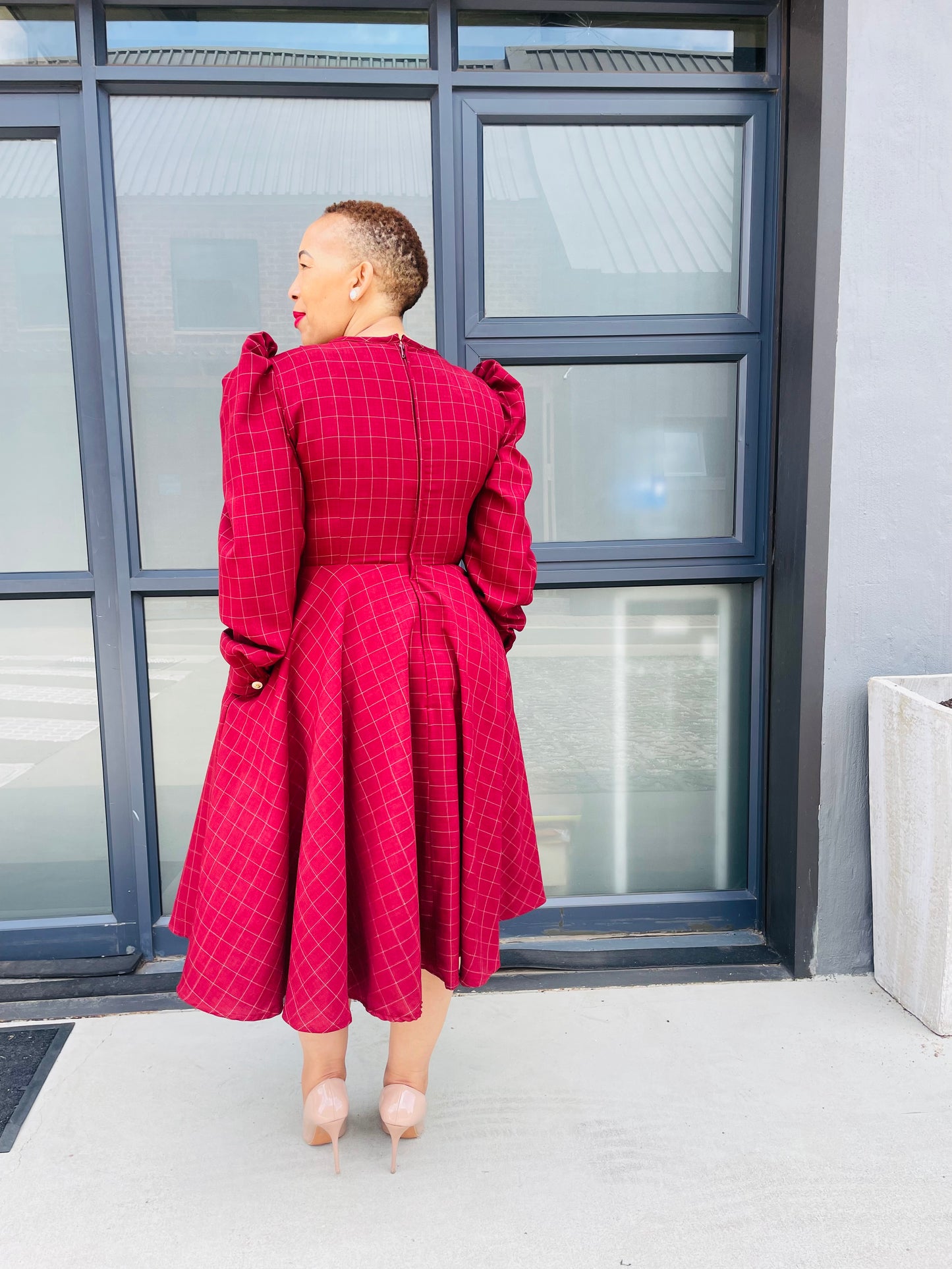 Lerato maroon dress long sleeve